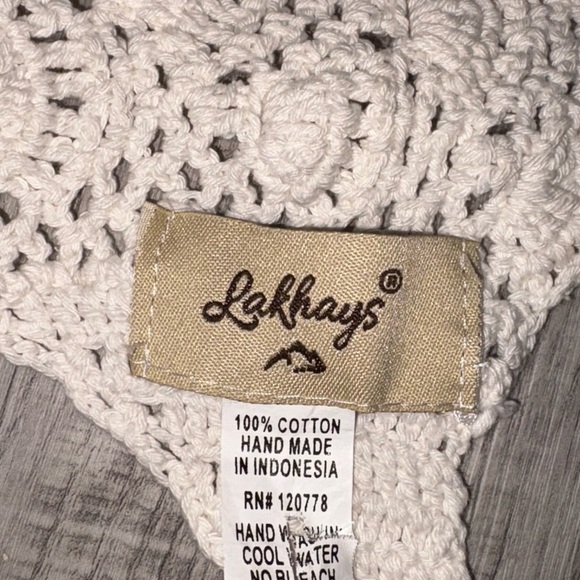 Cream Crochet Backless Crop Top with Tie Front - Picture 2 of 2